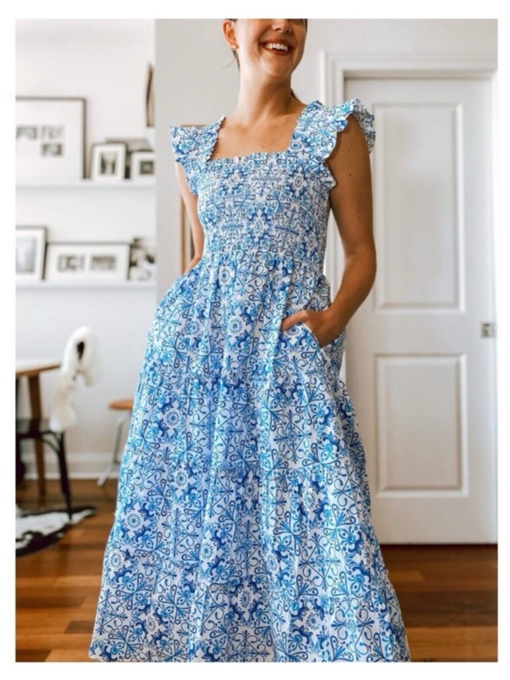 Hill House Ellie Nap Blue Mosaic Dress XS